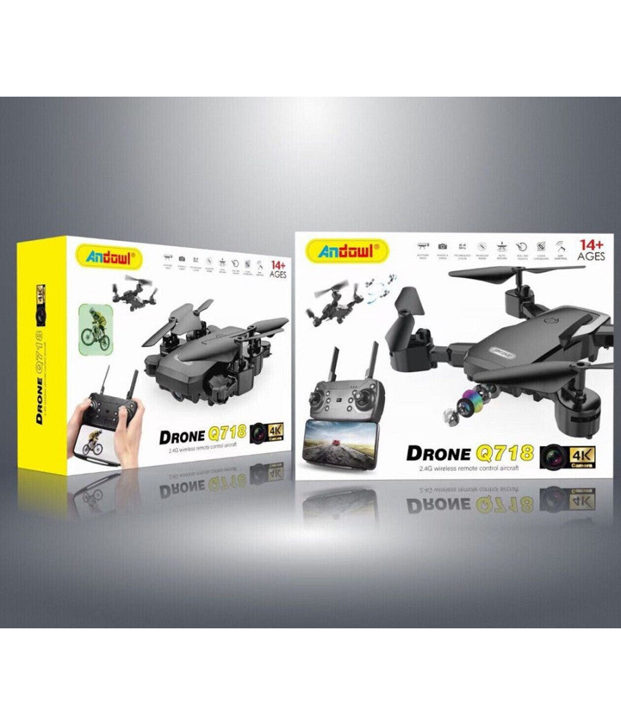 Mini Drone Quadricottero Pieghevole Con Telecamera 4k Telecomando Wifi 2,4g Q718         