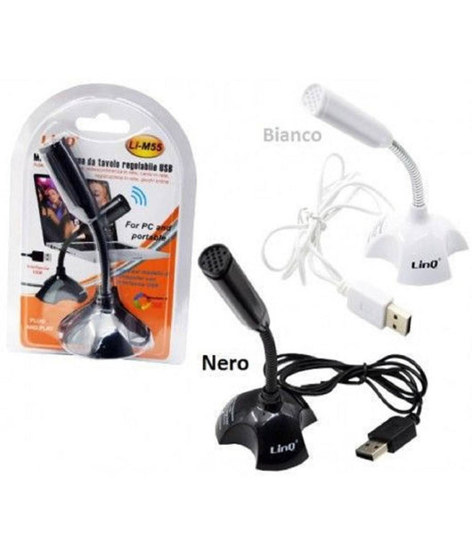 Mini Microfono Con Base Usb Skype Pc Notebook Laptop Karaoke Regolabile Li-m55         