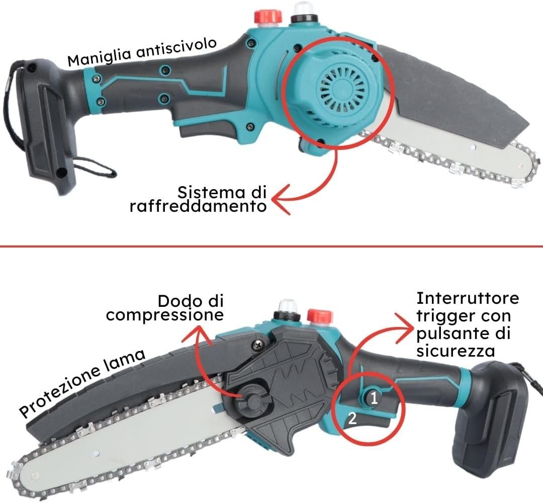 Mini Motosega a Batteria 6 Pollici per Potatura e Giardinaggio