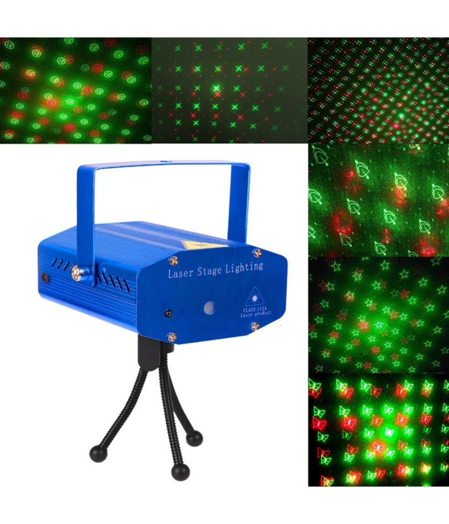 Mini Proiettore Luce Luci Per Disco Discoteca Portatile Mini Dj Verde Rosso         