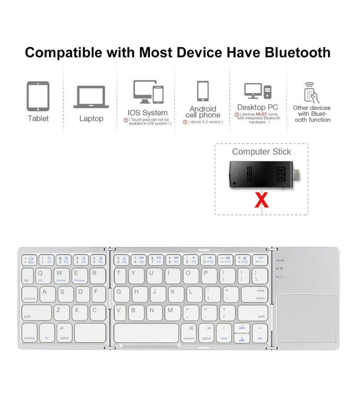 Mini Tastiera Bluetooth Pieghevole Wireless Ios/android/windows Touchpad         