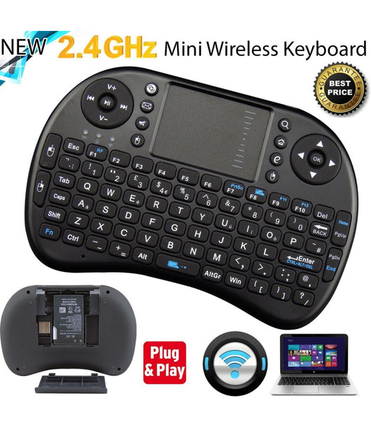 Mini Tastiera Wireless 2,4ghz Qwerty Touchpad Per Android Tv Xbox Pc 92 Tasti         