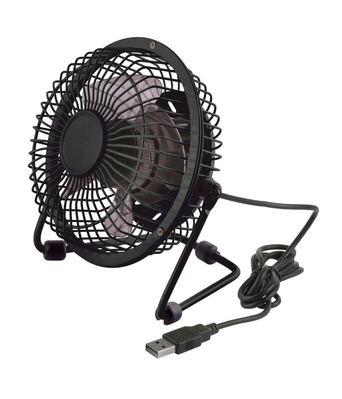 Mini Ventilatore A Pale Fan Usb In Metallo Con Interruttore Per Pc Notebook Nero         