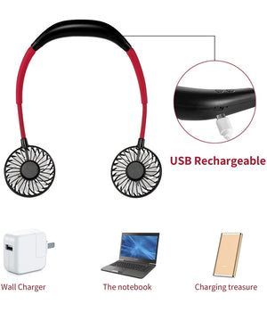 Mini Ventilatore Portatile Supporto Cuffie Appeso Al Collo Ricaricabile Usb Fan         