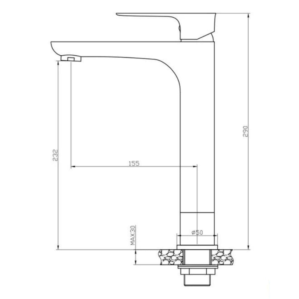 FERIDRAS MISCELATORE MONOCOMANDO RUBINETTO LAVABO ALTO NERO OPACO SERIE FLAT 401082