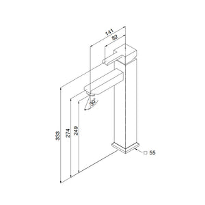 Rubinetto Miscelatore Monocomando Lavabo in Ottone Quadra Cromato