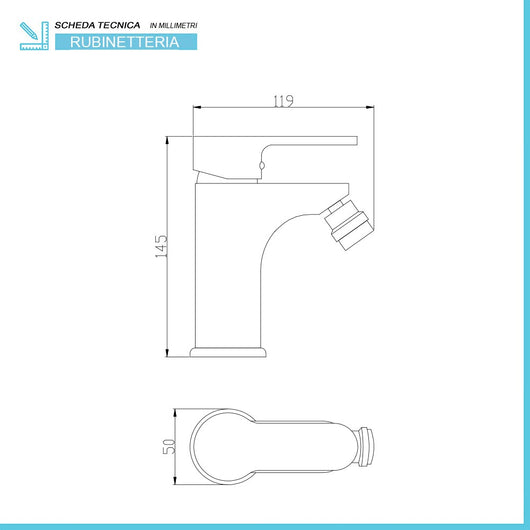 Miscelatore bidet cromato con piletta serie Paco