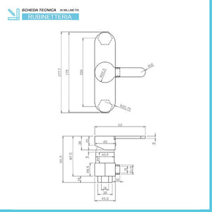 Miscelatore doccia esterno Iole con kit doccia completo in ottone cromato