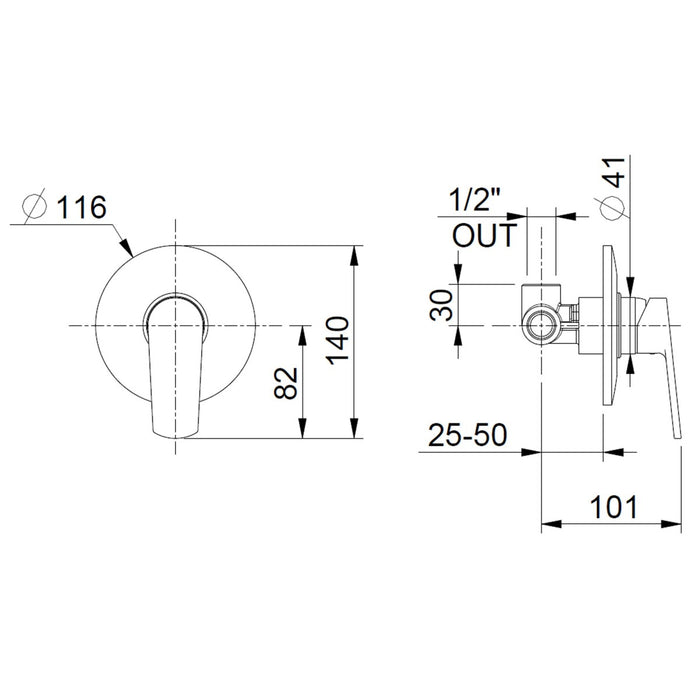 Miscelatore doccia incasso cromato 1 via funky