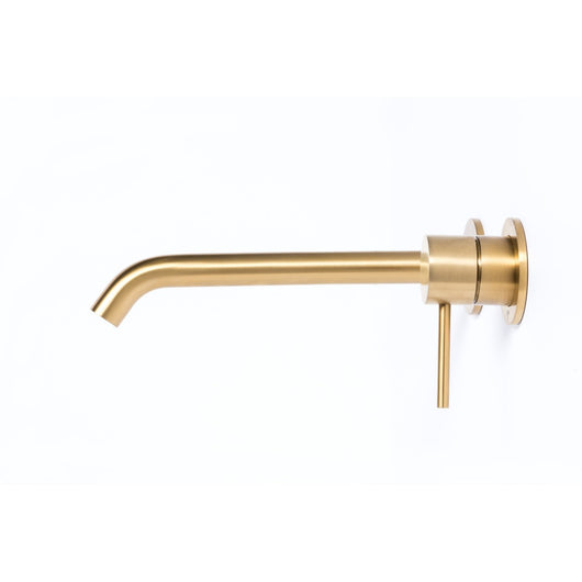 Rubinetto miscelatore lavabo ad incasso con bocca da 12 cm in acciaio inox 316l tubico tevere, colore oro