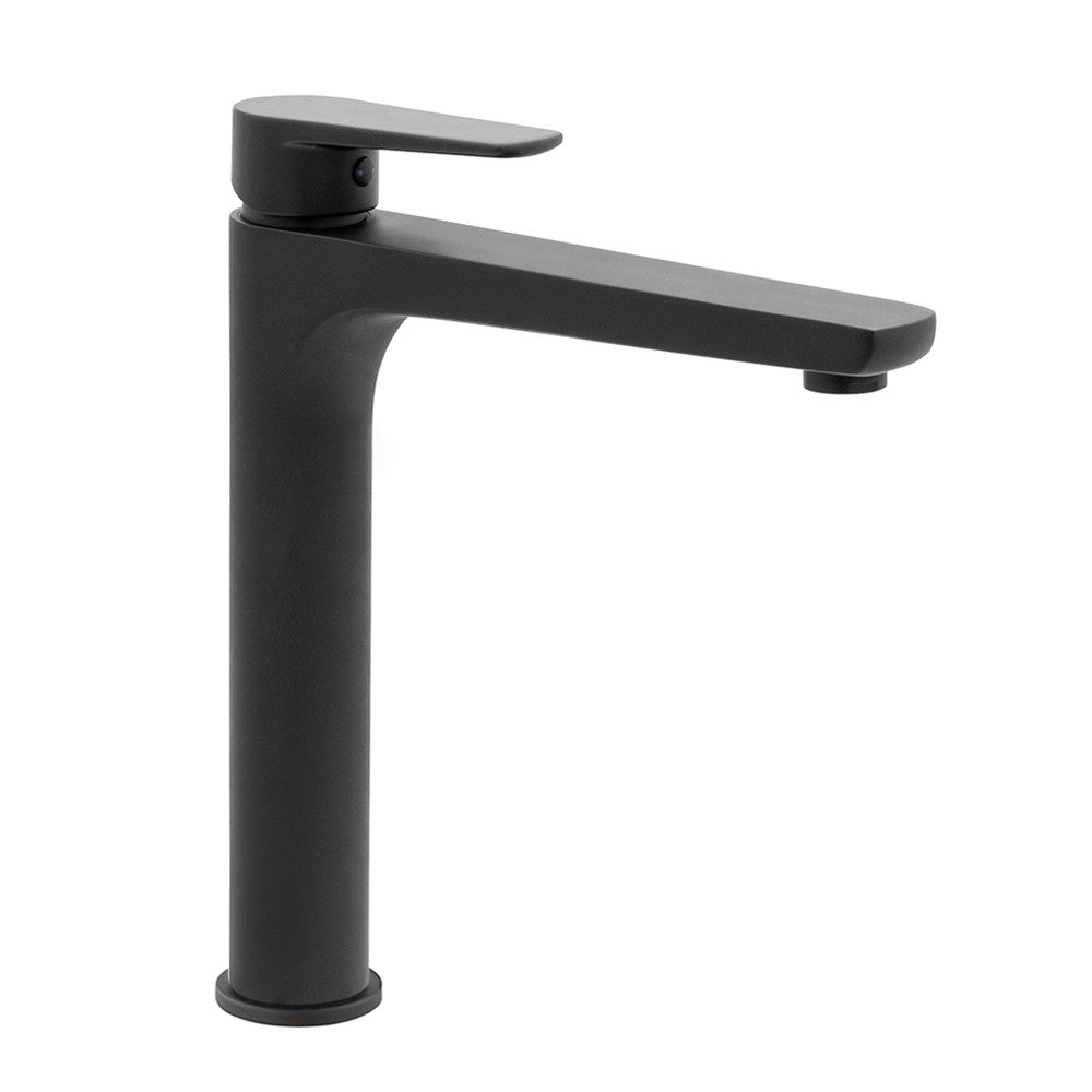 Miscelatore lavabo alto H 28 cm nero opaco in ottone Erika