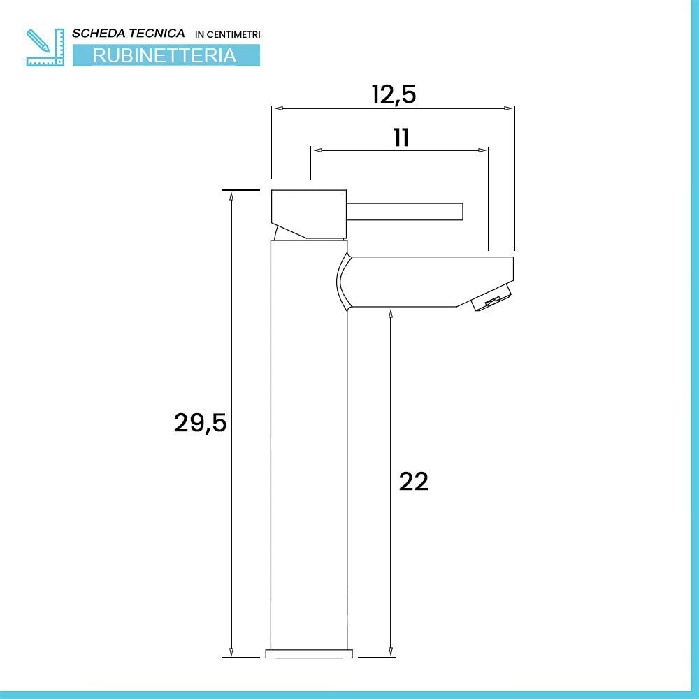 Miscelatore lavabo alto inox cromo lucido con piletta click-clack York 