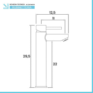 Miscelatore lavabo alto inox cromo lucido con piletta click-clack York 