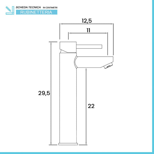 Miscelatore lavabo alto nero opaco con piletta click clack | York