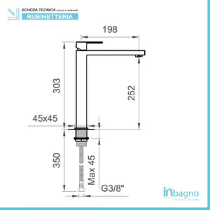 Miscelatore lavabo alto serie Italia cromato