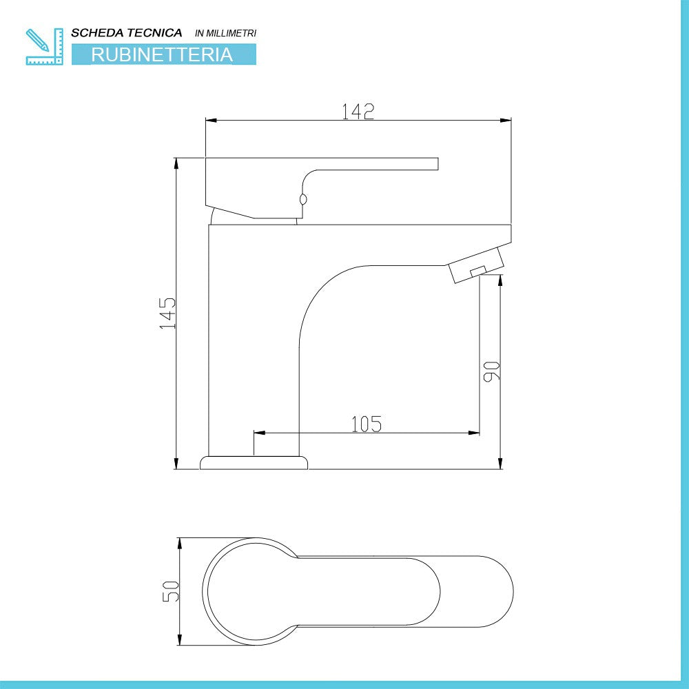 Miscelatore lavabo cromato con piletta serie Paco