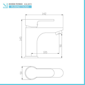 Miscelatore lavabo cromato con piletta serie Paco