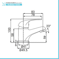 Miscelatore lavabo in ottone cromato con piletta di scarico Fast