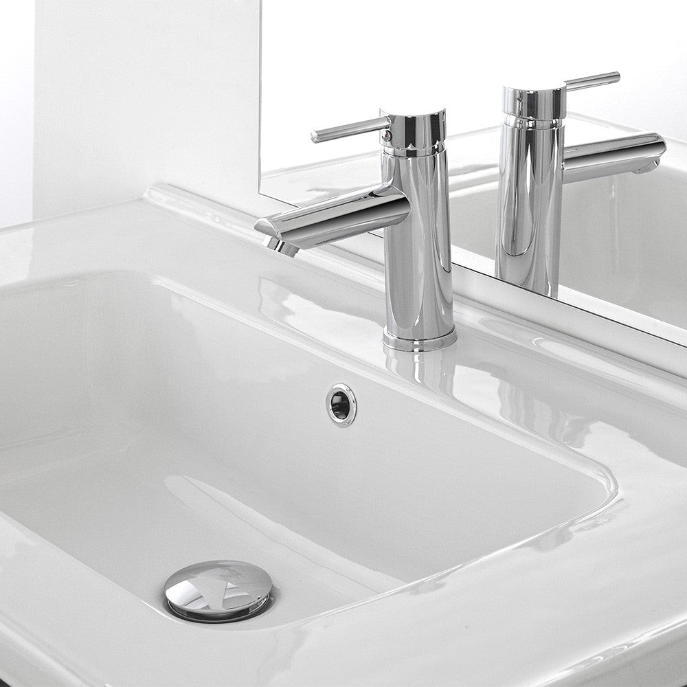 Miscelatore lavabo inox cromato lucido con piletta click-clack York 