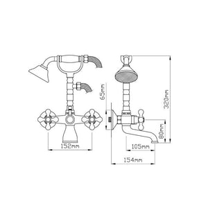 Kit Doccino e Miscelatore Doppio Comando per Vasca in Ottone Lecce Classic Cromato