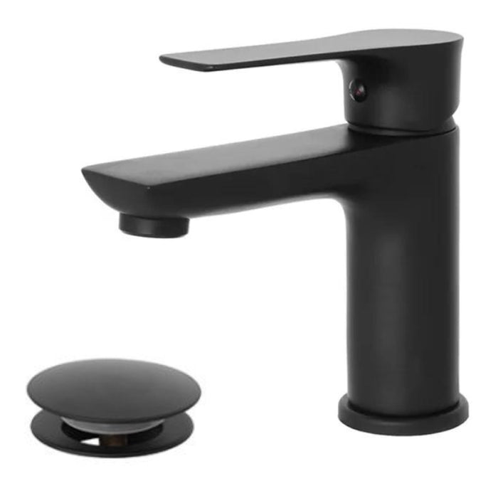 MISCELATORE MONOCOMANDO RUBINETTO LAVABO NERO OPACO SERIE FLAT FERIDRAS