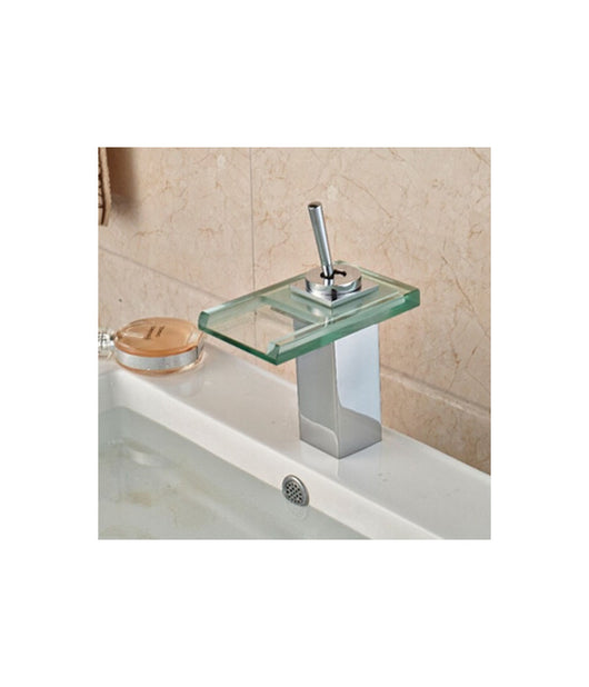 Miscelatore Monocomando Rubinetto Cascata Vetro Rubinetteria Lavabo Bagno         