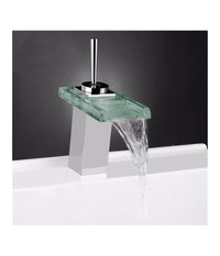 Miscelatore Monocomando Rubinetto Cascata Vetro Rubinetteria Lavabo Bagno         