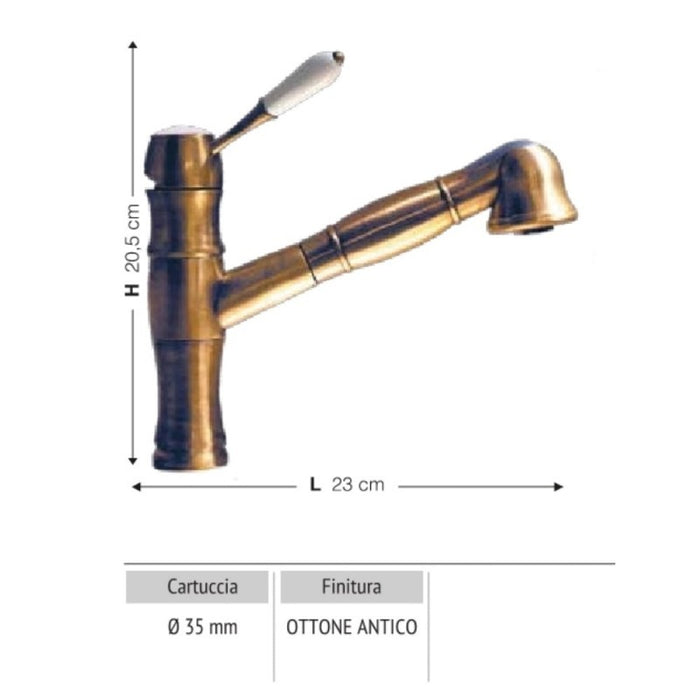 Miscelatore ottone antico e ceramica Cordoba