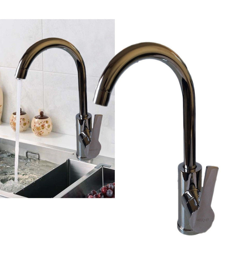 Miscelatore Rubinetto Lavabo Lavello Cucina Acciaio Cromato Monocomando         