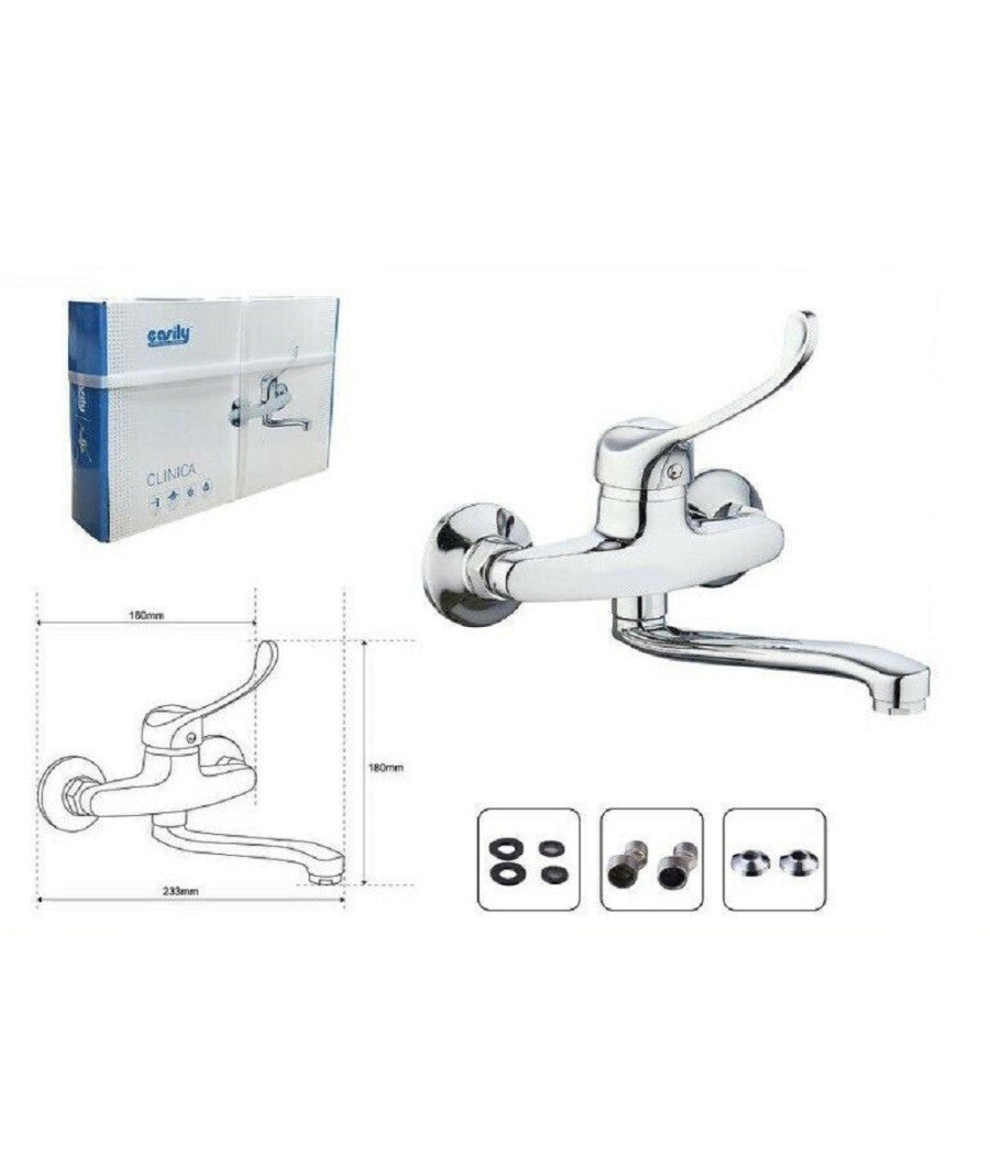 Miscelatore Rubinetto Lavello Cucina Vasca Muro Parete Monocomando Clinica 69207         