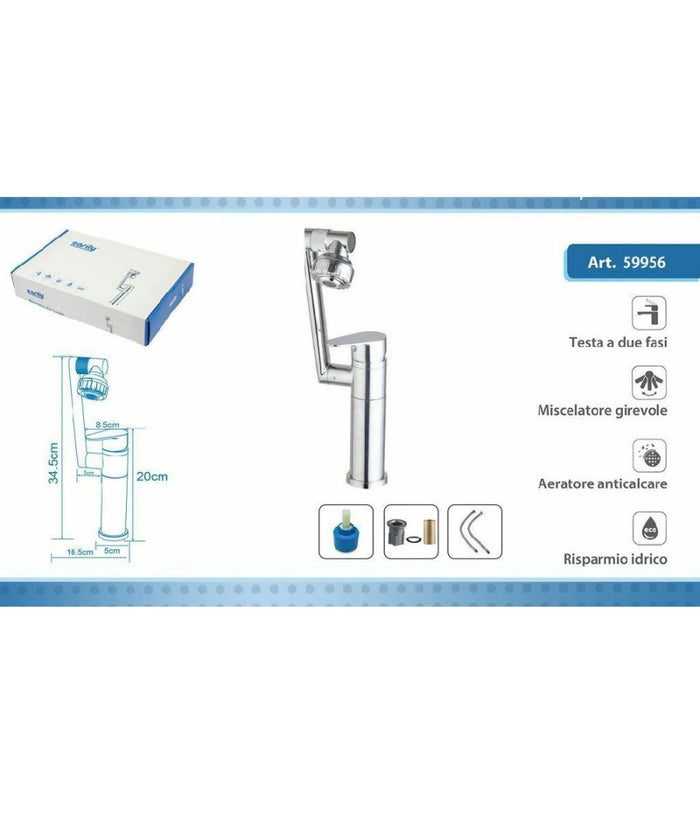 Miscelatore Rubinetto Monocomando Lavabo Lavandino Bagno Cucina Girevole 59956         