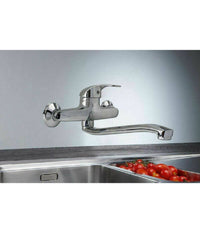 Miscelatore Rubinetto Monocomando Lavello Cucina Canna Alta Cromato Muro 69139         