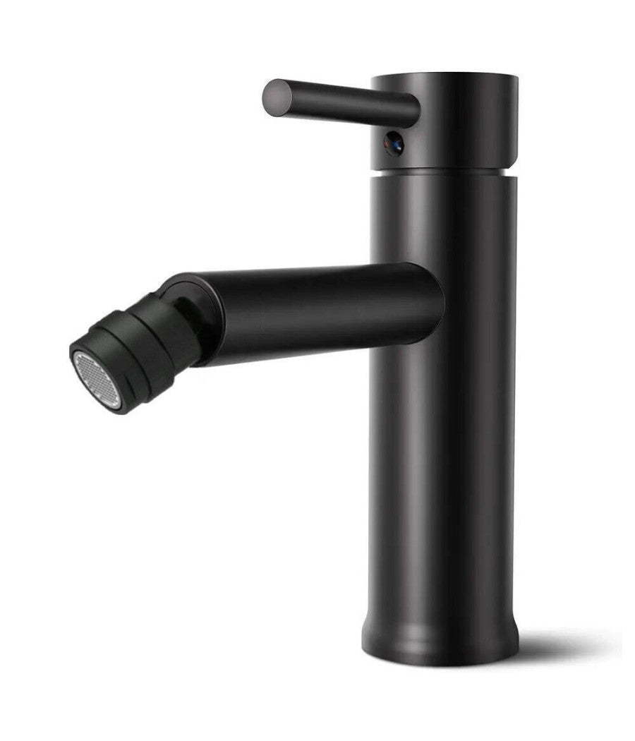 Miscelatore Rubinetto Per Lavabo Bidet Bagno Acciaio Inox Nero Piletta Ray 87392         