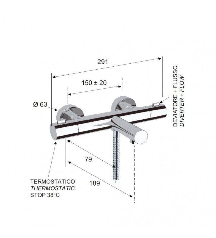 Set doccia con colonna doccia e doccetta - serie elegance cod 76264