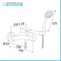 Miscelatore vasca bianco opaco Mariani serie Artic kit doccia incluso