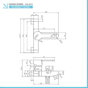 Miscelatore vasca cromato con kit doccia duplex Iole in ottone