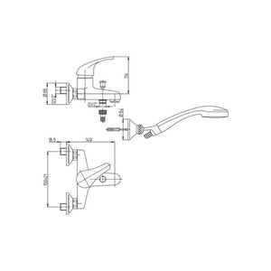 Kit Doccino e Miscelatore Monocomando per Vasca da Parete in Ottone Paini Cromato