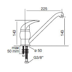 Miscelatore ACQUAMIX 9207 canna bassa girevole 9207MISCCRM