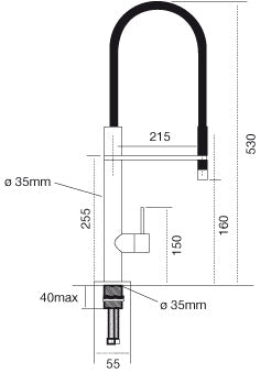 Miscelatore ACQUAMIX 9108 con mollettone, particolari neri 9108MISCCRM