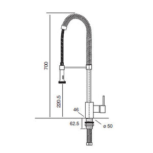 Miscelatore ACQUAMIX 9224 con molla e doccia ACCIAIO INOX 9224MISCINOX