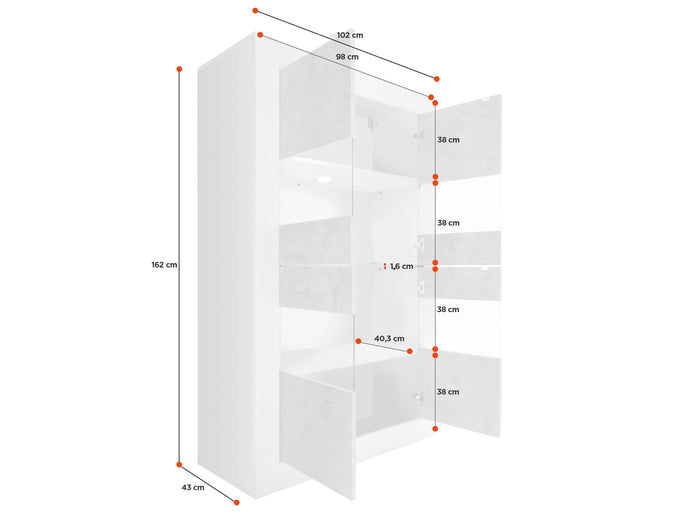 Vetrina doppia colonna "Beta" laccato Bianco Lucido 4 ante - 102x162 cm, ZLCBSC-V-BB