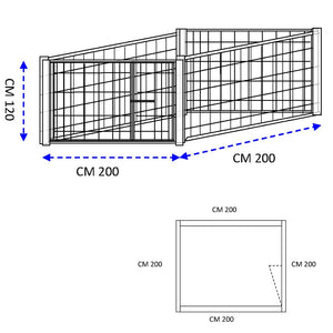 Box per cuccioli in rete con zincatura a caldo dimensioni 200x200xaltezza 120 cm