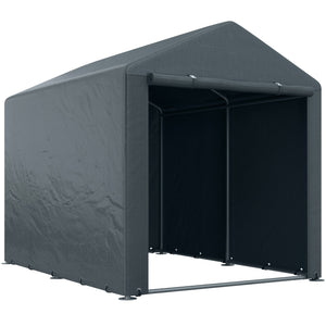 Capanno Box per Attrezzi da Giardino 160x218x172 cm Tenda in PE anti UV e Acciaio Grigio scuso