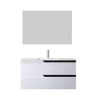 Mobile bagno 100cm sospeso bianco porcellana - jaguar, selezione accessori con specchio