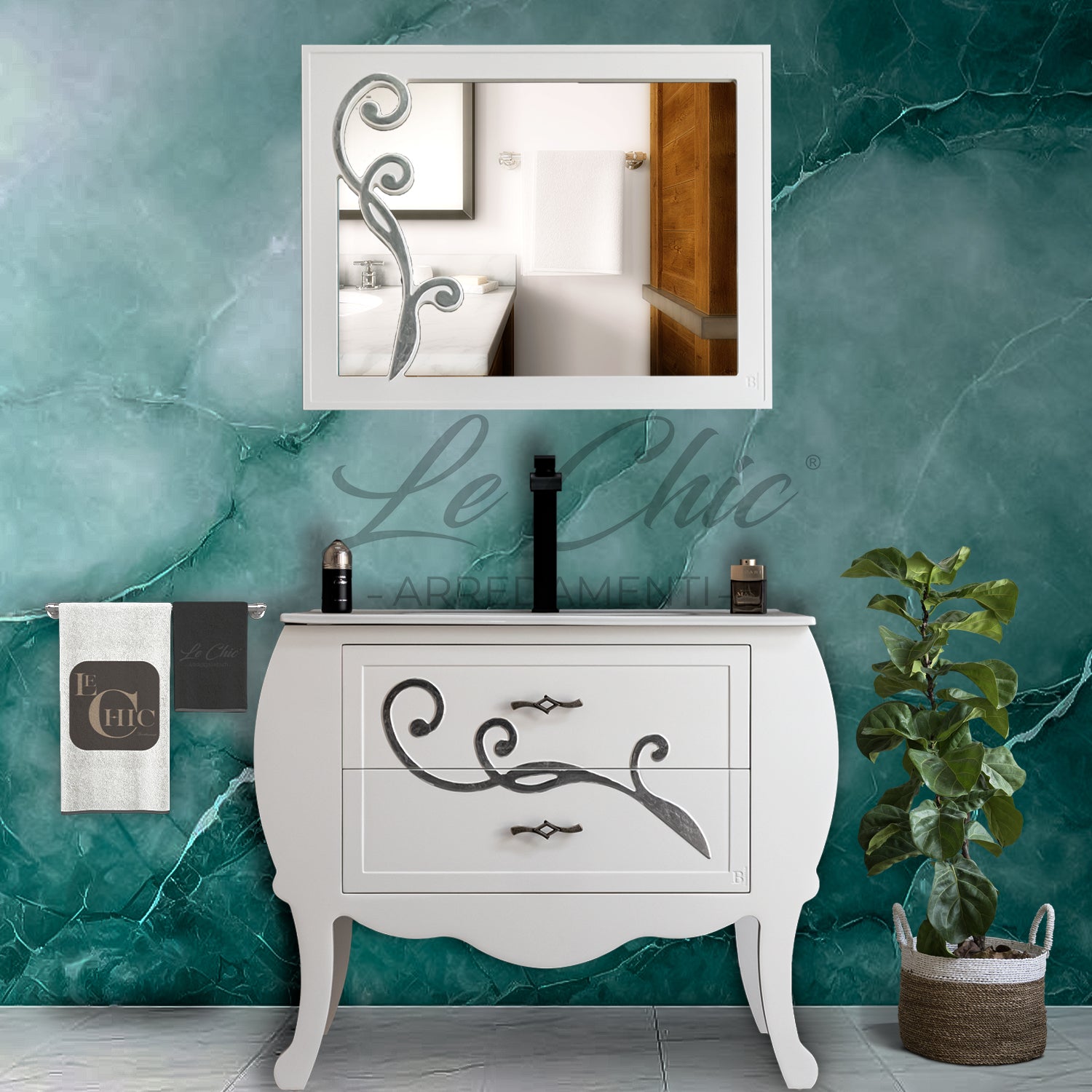 Mobile bagno contemporaneo con specchio - SI