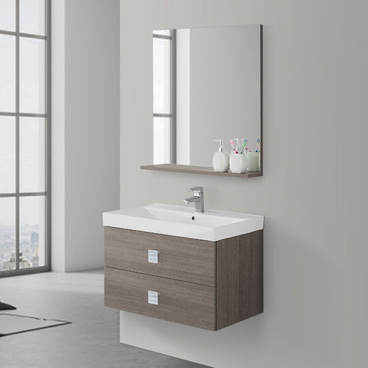 Mobile Bagno Sospeso 2 Cassettoni chiusura Rallenty Rovere Scuro 75x51 cm