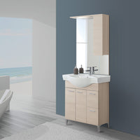 Mobile Bagno in legno Larice L. 82.5 cm 2 Ante, 2 Cassetti e Specchiera con Pensile e Luci