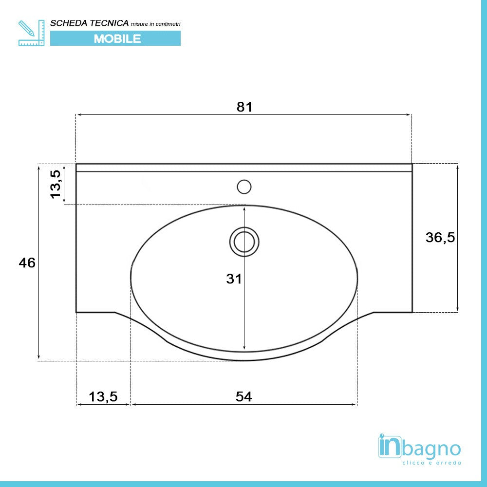 Mobile Bagno in legno Larice L. 82.5 cm 2 Ante, 2 Cassetti e Specchiera con Pensile e Luci