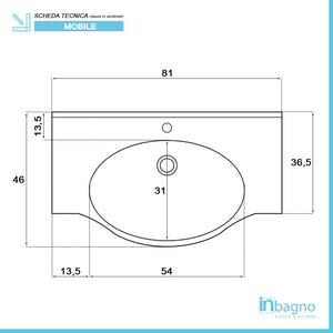 Mobile Bagno in legno Larice L. 82.5 cm 2 Ante, 2 Cassetti e Specchiera con Pensile e Luci