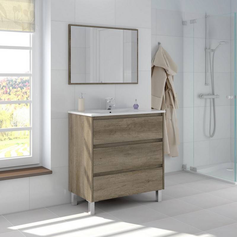 Mobile bagno 101x46x52 cm serie c in olmo nodato cod 82871